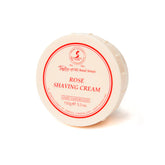 Rose shaving cream bowl lid, white with red label text