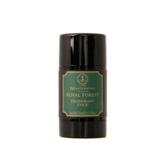 Deodorant stick, black cylindrical tube with Royal Forest label