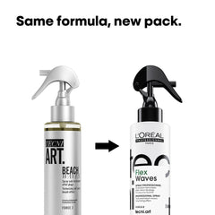 Hair beach waves spray bottles, one silver sprayer and one black-and-white sprayer