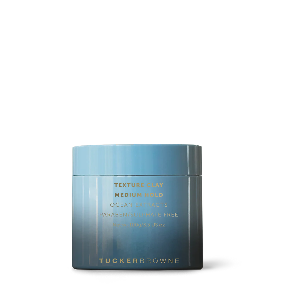 Texture clay medium hold hair styling jar, blue-gray container with label