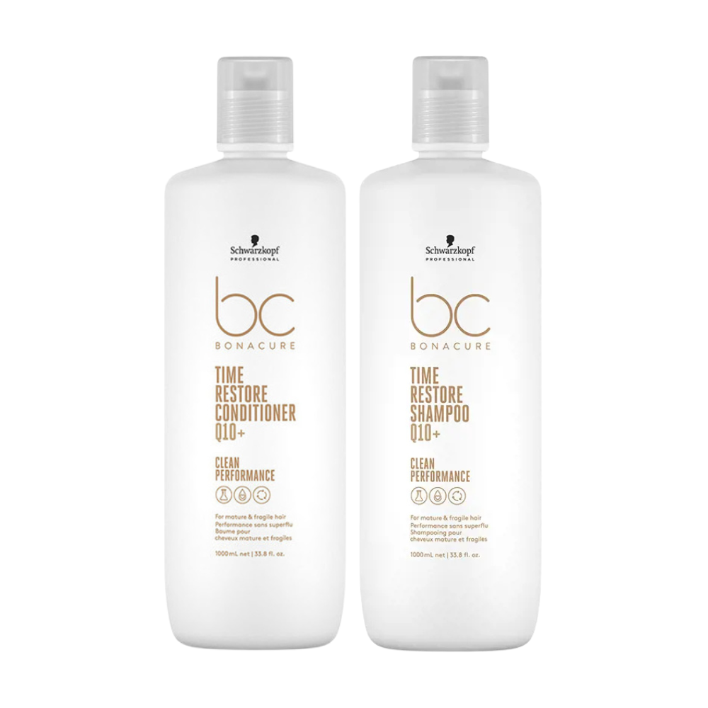 Shampoo and conditioner bundle bottles, BC Bonacure Time Restore Q10+, 1000 ml