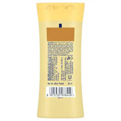Vaseline deep moisture body lotion bottle back label, yellow, 90 ml