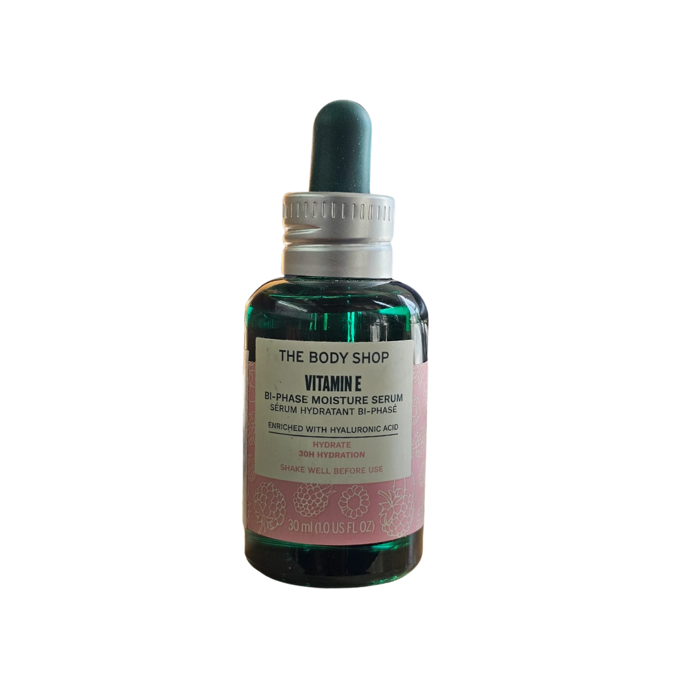 The Body Shop Vitamin E bi-phase serum bottle with dropper, 30 mL