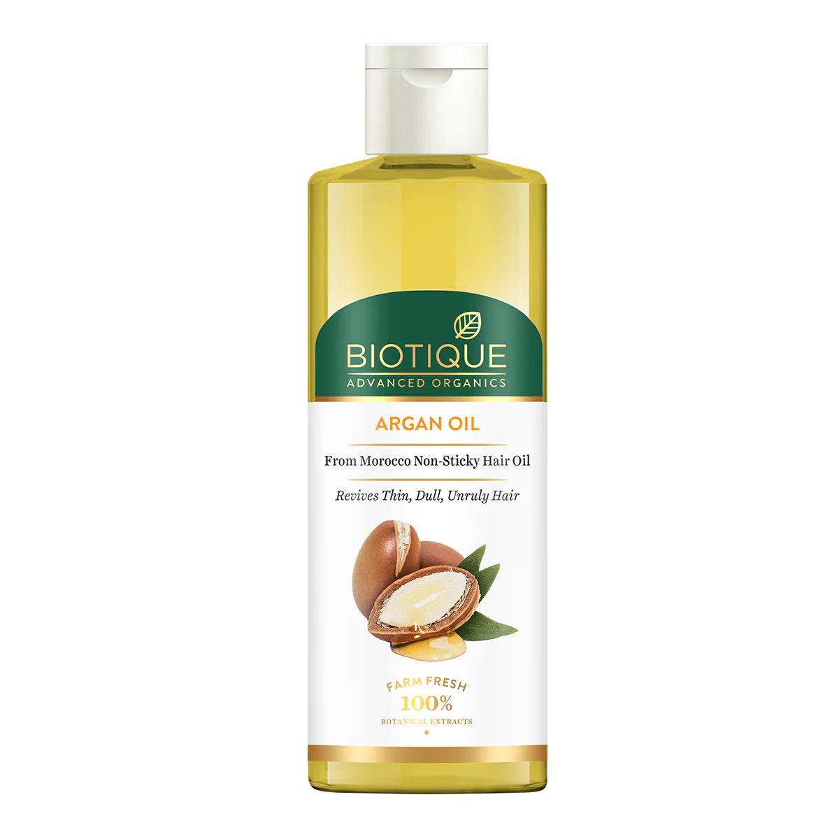 Argan oil hair oil bottle with gold cap, amber liquid