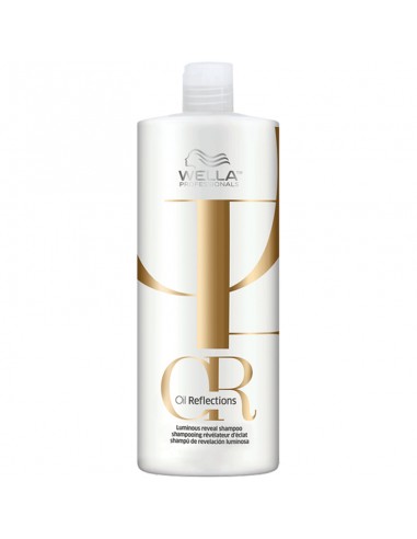 Shampoo bottle, white with gold Oil Reflections label and flip-top cap