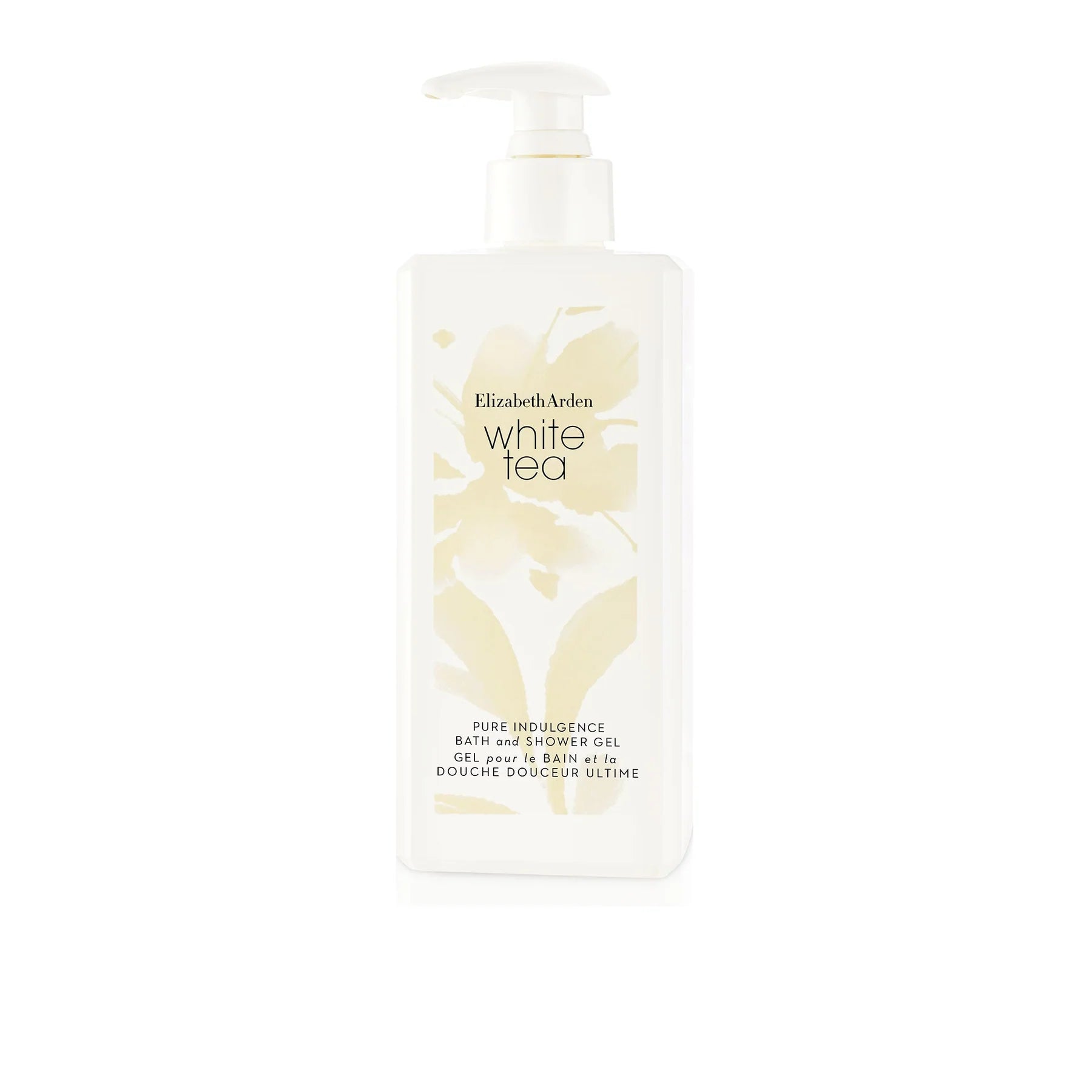 Elizabeth Arden white tea bath & shower gel bottle with pump, light cream label