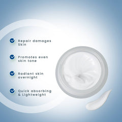 White cream in open container, Lotus Herbals WhiteGlow night crème gel texture