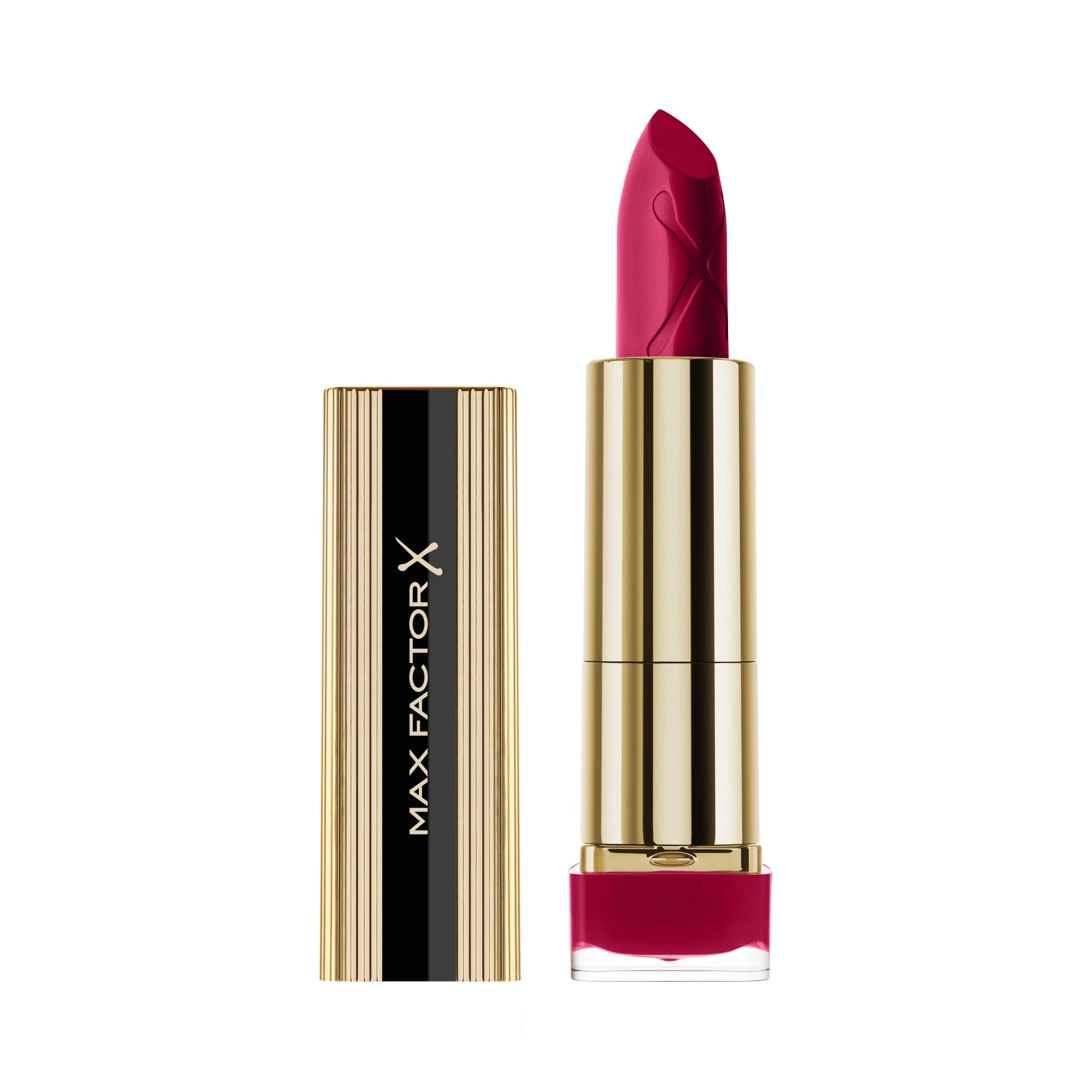 Max Factor Moisture Kiss lipstick, red shade, gold tube with raised bullet