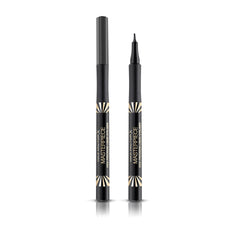 Liquid eyeliner pens, charcoal shade in slim black tubes with pointed tip.
