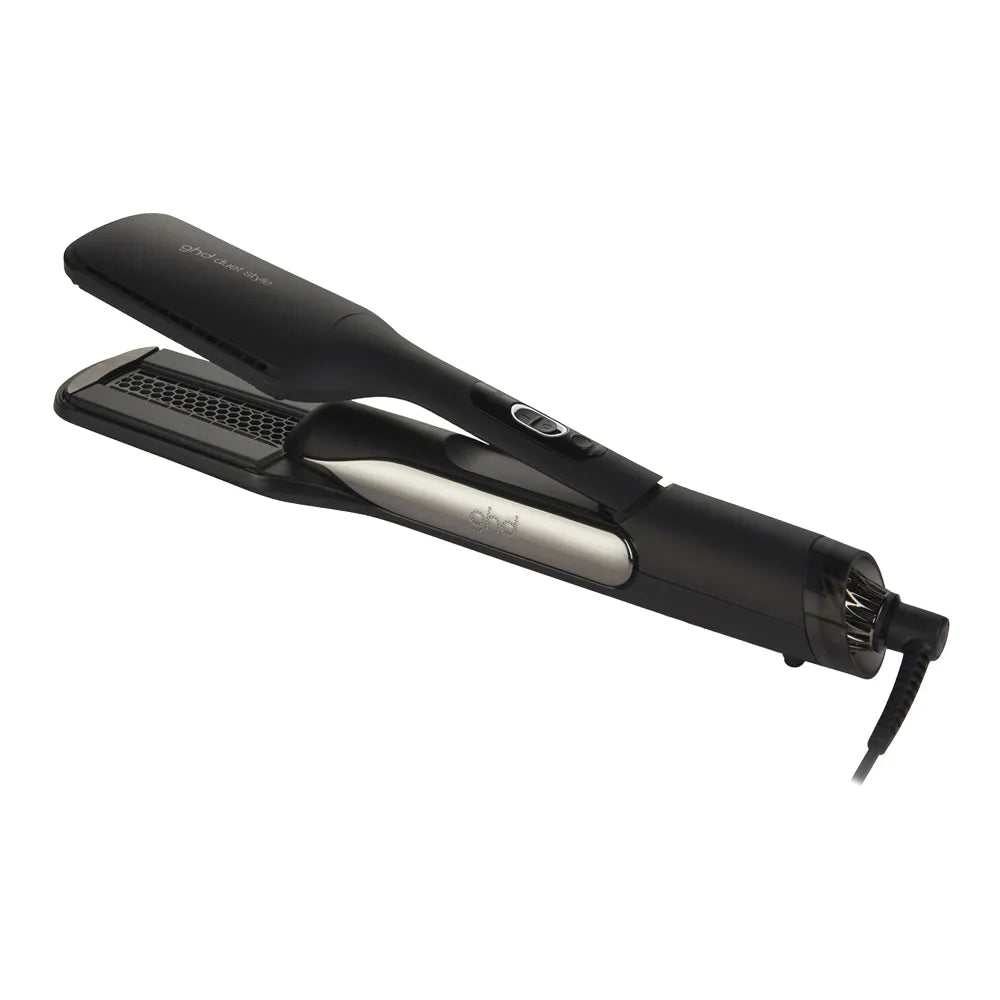 Black hot air 2-in-1 hair styler with dual plates and cord
