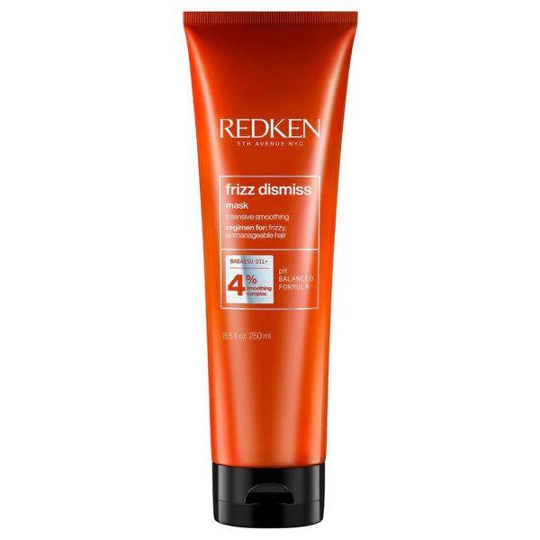 Redken frizz dismiss masque hair mask tube, orange with flip-top cap