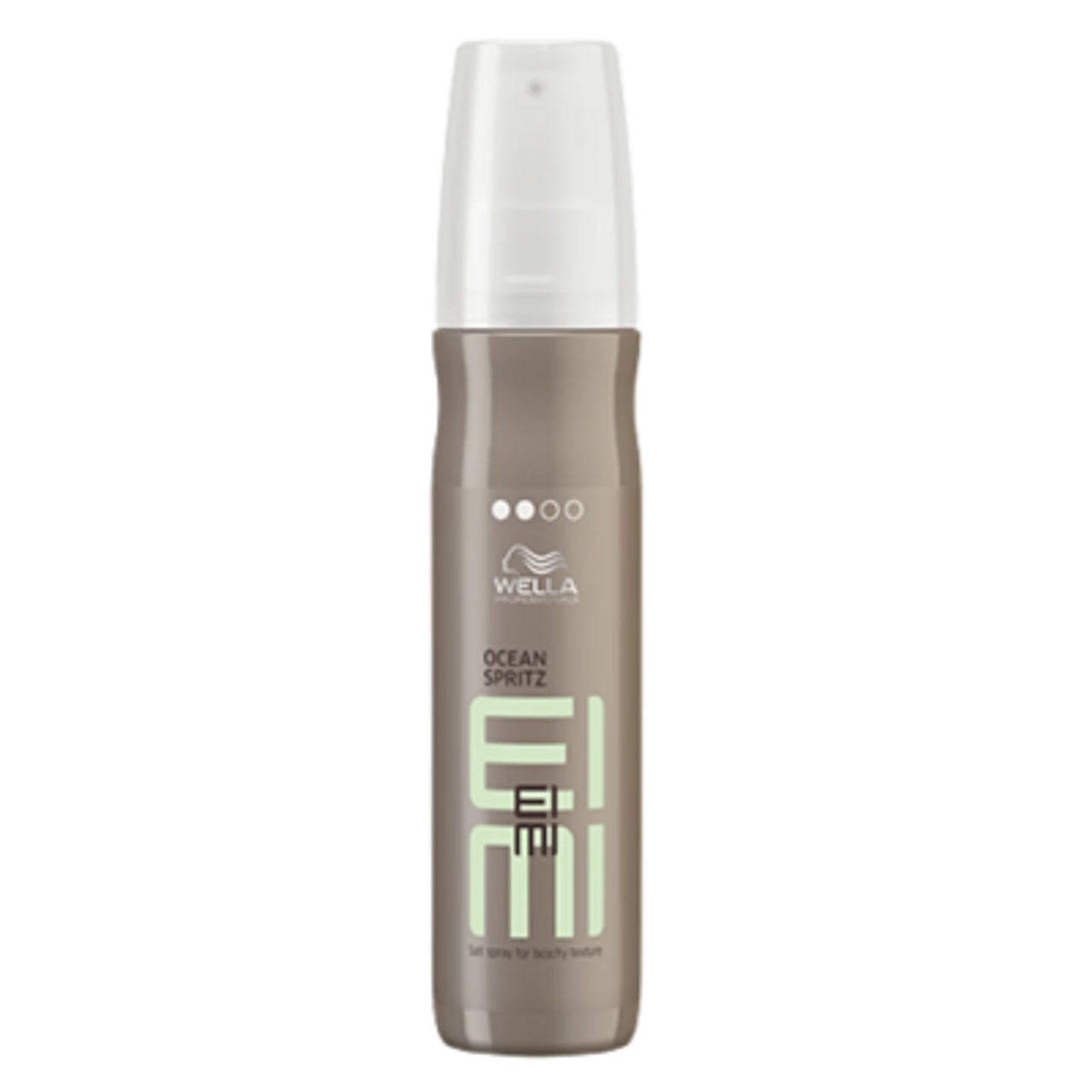 Hair styling spray bottle, white cap, bronze Wella EIMI label
