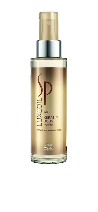 Wella Sp Luxeoil keratin boost essence bottle, gold glass with pump, 100ml