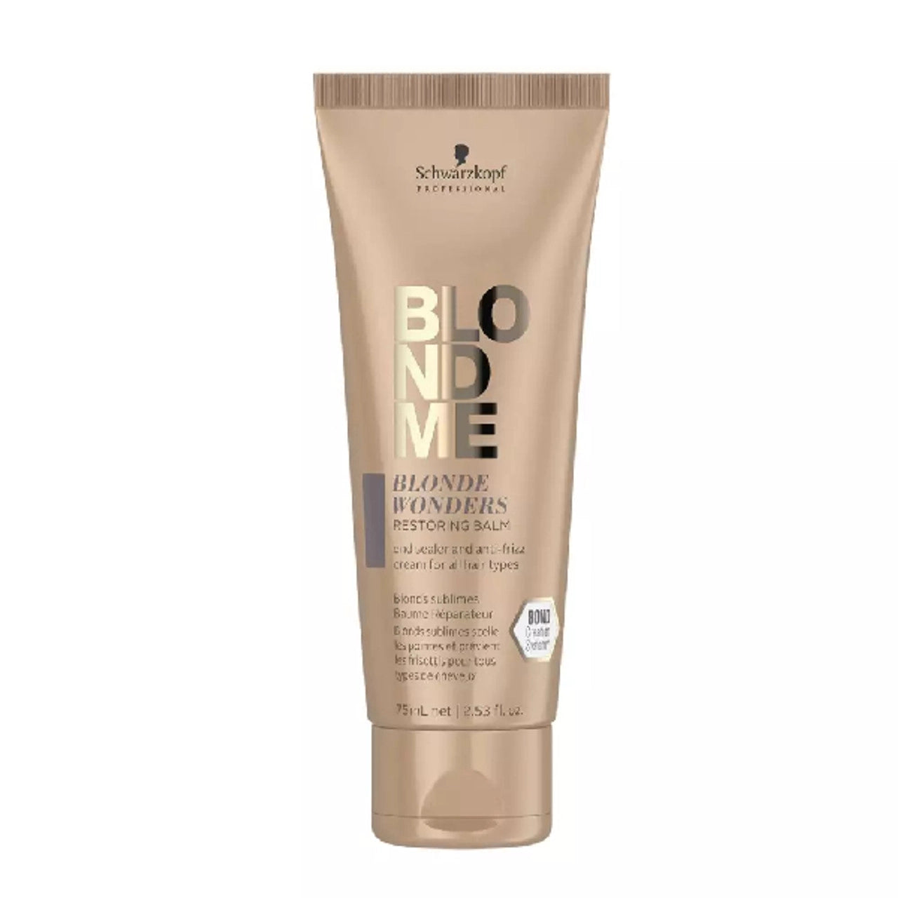 Schwarzkopf BlondMe blonde restoring balm in beige squeeze tube, 75 ml