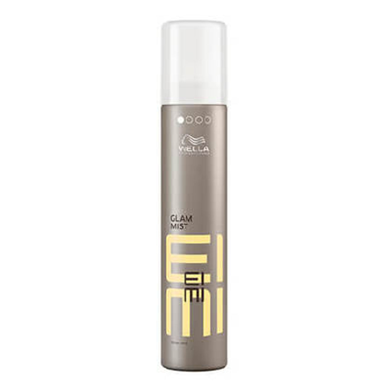 Wella EIMI Glam Mist hair styling mist bottle, white cap, tan label, 150 ml