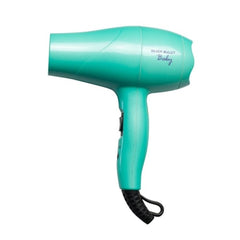 Teal baby travel hair dryer with black cord and removable nozzle