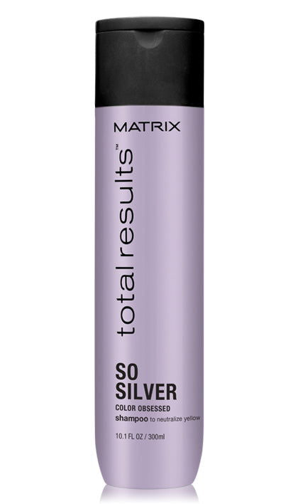 Matrix Total Results So Silver purple shampoo bottle with black cap