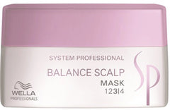 Wella SP Balance Scalp Mask container with pink lid, white base.