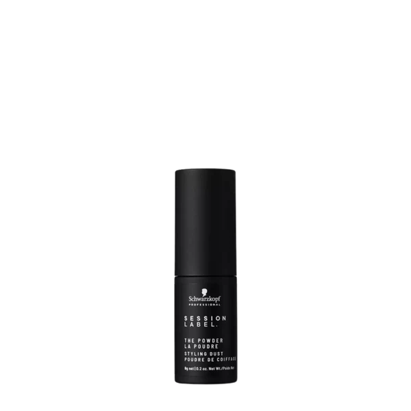 Schwarzkopf Session Label styling dust bottle, black pump-style container