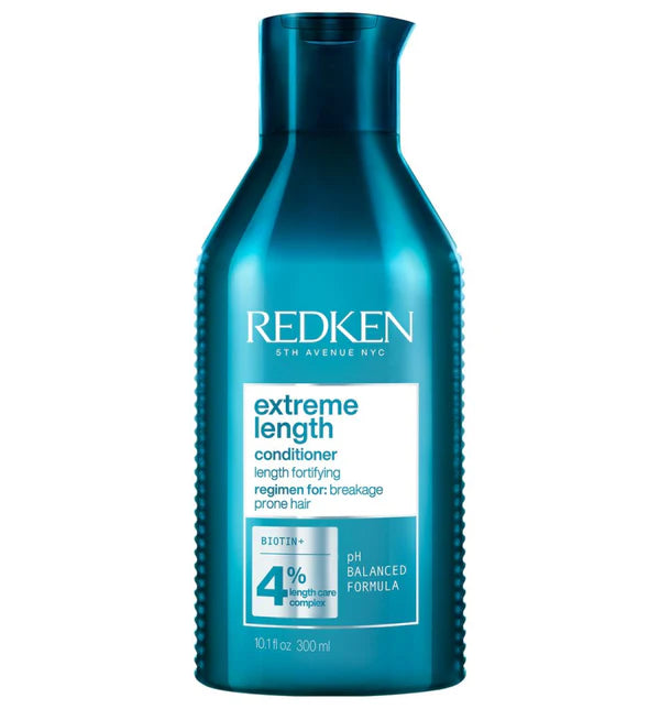 Redken extreme length conditioner bottle, teal blue, 300 ml, front label visible