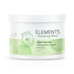 Wella Elements Renewing Mask jar, white tub with green label and lid