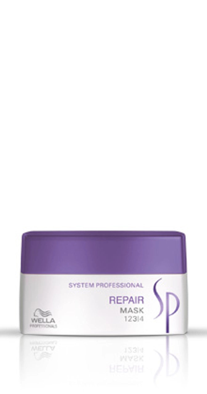 Wella SP repair mask jar with purple lid and white body