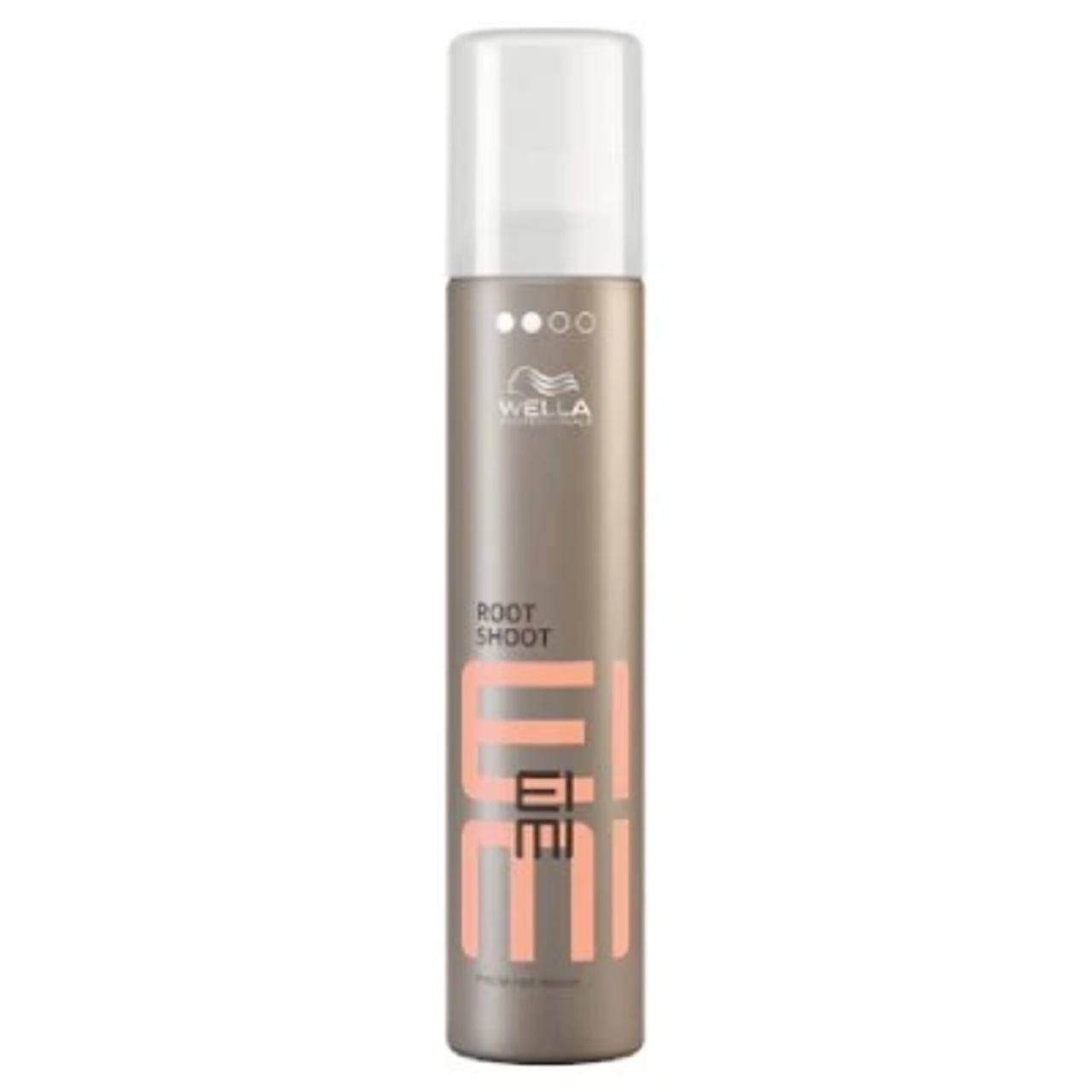 Hair spray bottle with Wella EIMI Root Shoot label, brown bottle with orange accents, 200 ml