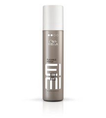 Wella EIMI Flexible Finish hair styling spray bottle, silver with white cap