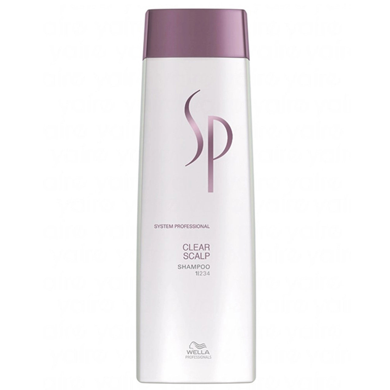 Wella SP Clear Scalp shampoo bottle, white with purple cap, 250 ml