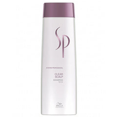 Wella SP Clear Scalp shampoo bottle, white with purple cap, 250 ml