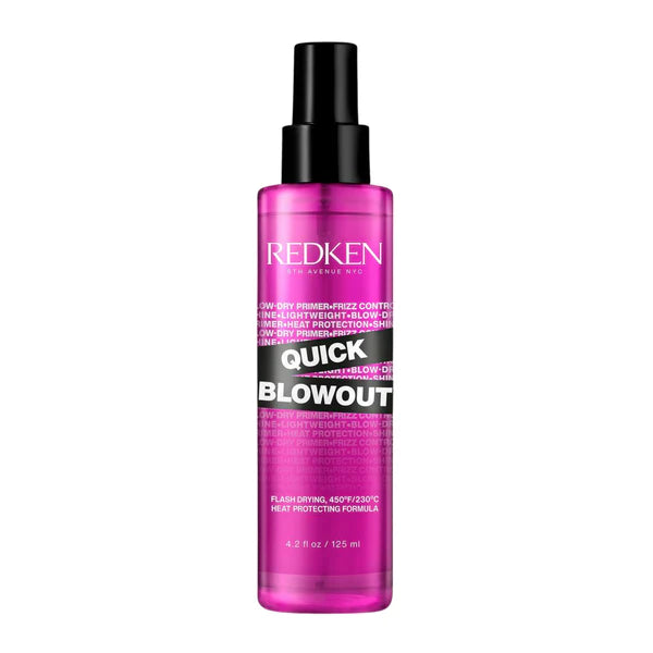 Redken Quick Blowout 125ml pink bottle with black pump sprayer cap