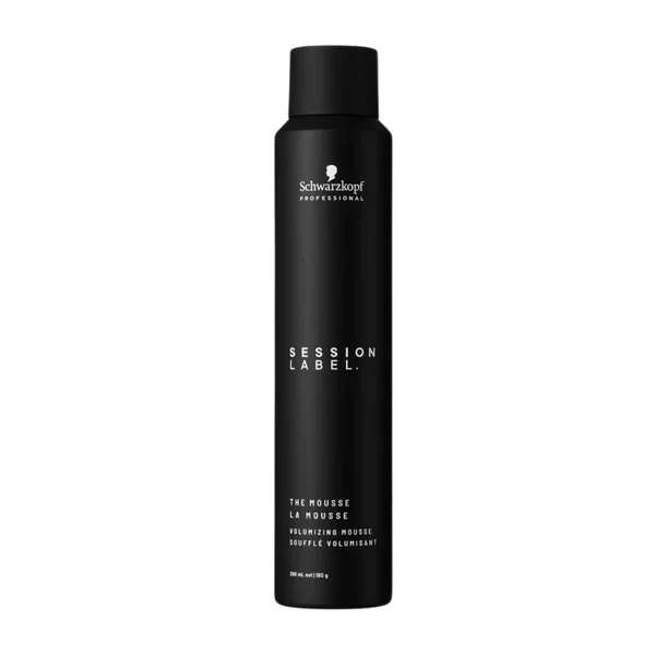 Schwarzkopf Session Label The Mousse volumizing mousse bottle, black canister