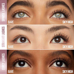 Collage of mascara-coated lashes on multiple eyes