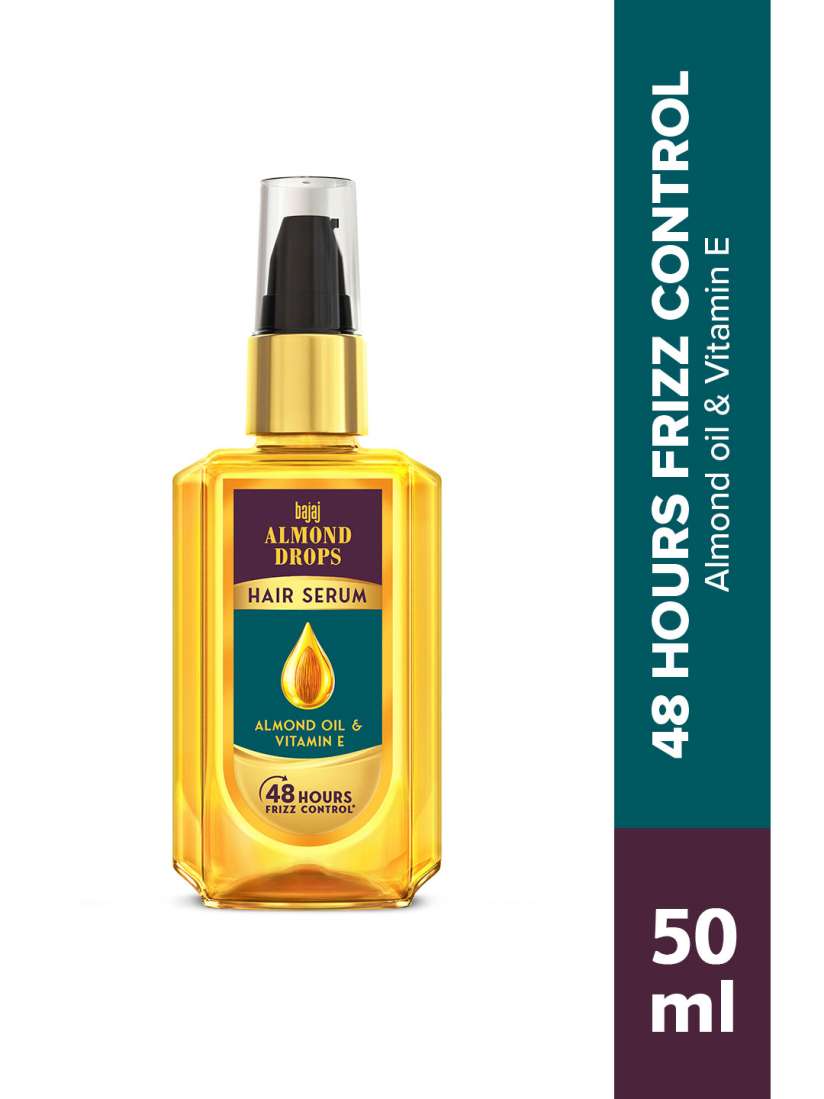 Bajaj - Almond Drops Hair Serum 50ml, Contains Almond Oil & Vitamin E Hair Serum for Dry Frizzy Hair, Nourishing Hair Serum