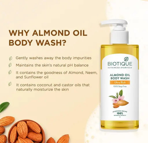 Biotique Almond Oil Ultra Rich Body Wash with Sunflower Oil & Neem 500ml