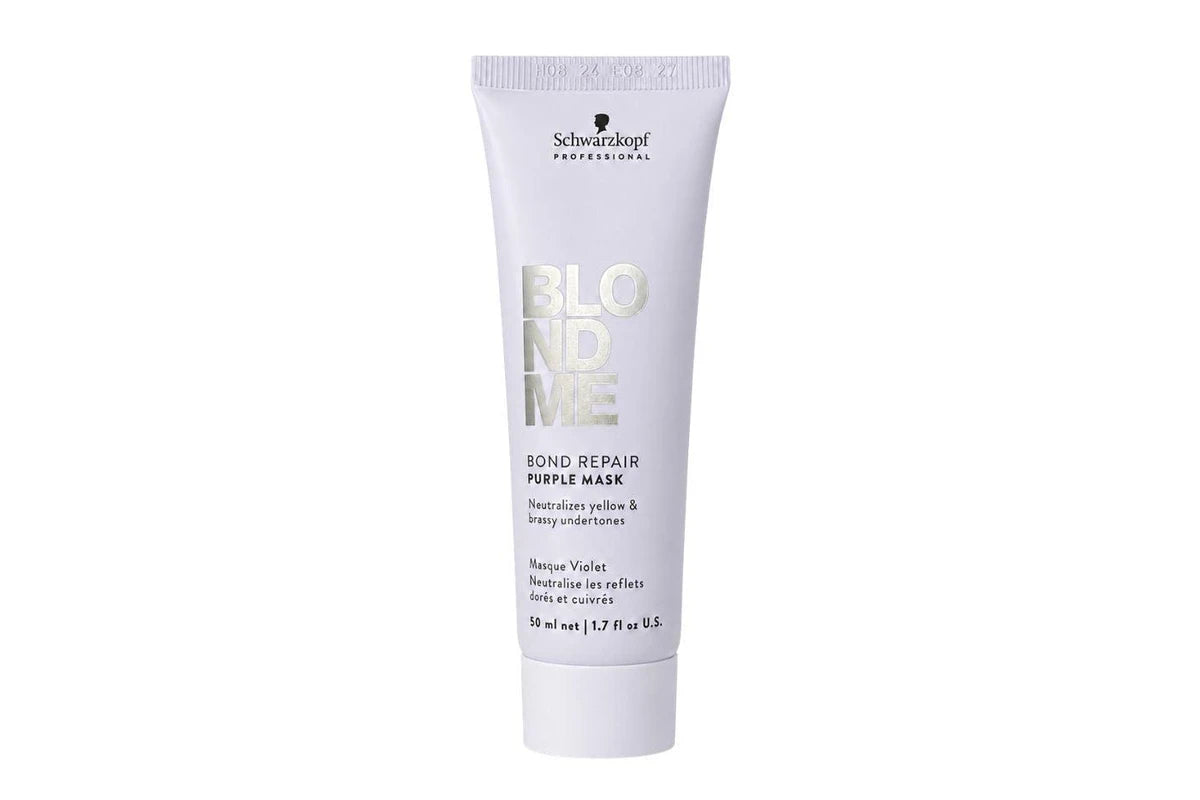 Schwarzkopf BLONDME Bond Repair Purple Mask 50ml | Anti-Yellow Toning & Strengthening Mask for Blonde Hair | Kess Hair & Beauty
