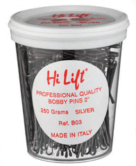 Hi Lift Bobby Pins Silver 250gmTub - Kess Hair and Beauty