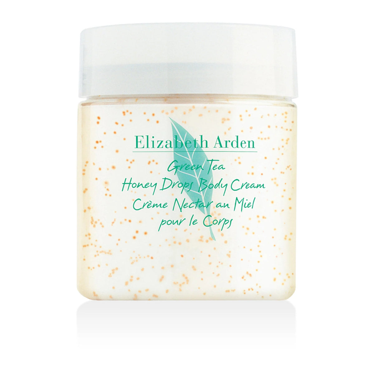 Body cream jar with Elizabeth Arden Green Tea Honey Drops label