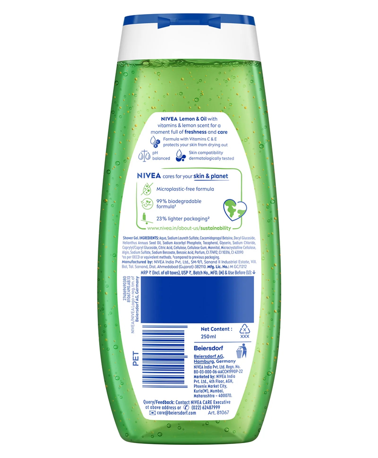 Nivea - Lemon & Oil Care Shower Gel with Refreshing Scent of Lemon 250 ml