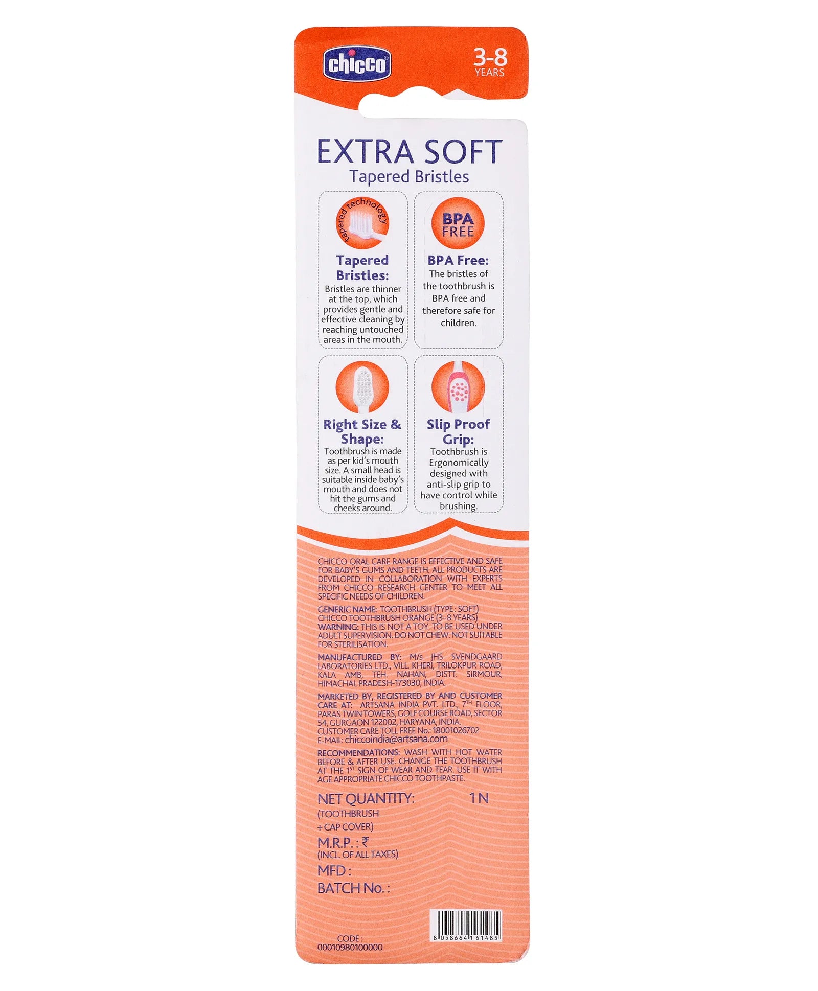 Chicco - Ultra Soft Bristles Toothbrush Giraffe Print Orange