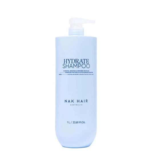 NAK Hydrate Shampoo bottle with pump, 1 L, light blue design