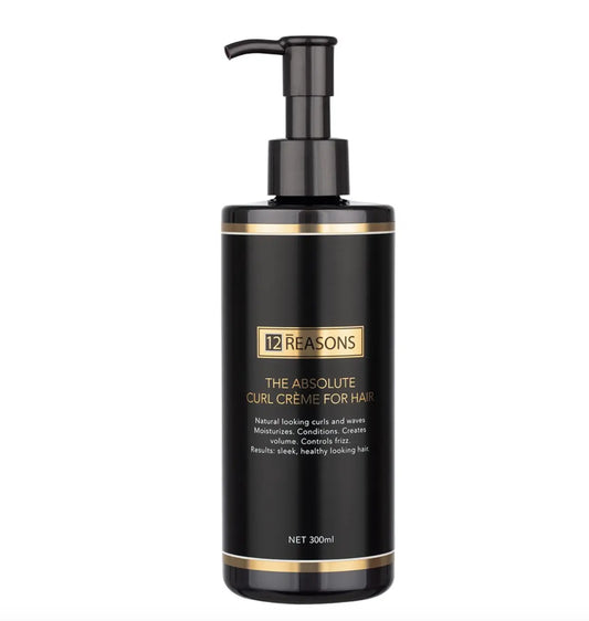 Hair curl creme bottle with black pump, 300 ml, front label visible