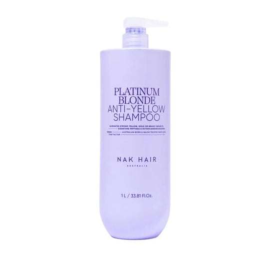 NAK Platinum Blonde anti-yellow shampoo, 1 L bottle with pump top