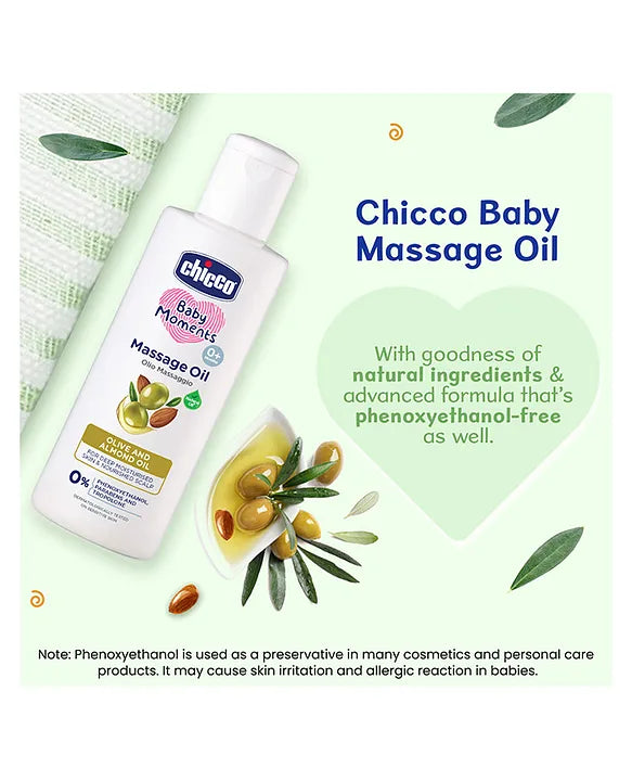 Chicco Baby Moments Massage Oil - 300 ml (Olive & Almond Oil)