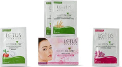 Lotus Herbals WhiteGlow fairness facial kit boxes shown, 40 g