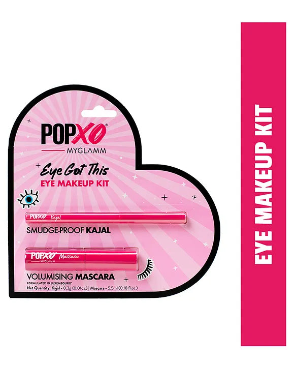 MyGlamm - POPxo After Dark Eye Makeup Kit | Black Eye Kajal & Mascara | Long Lasting, Smudge-proof, Volumising & Water Resistant