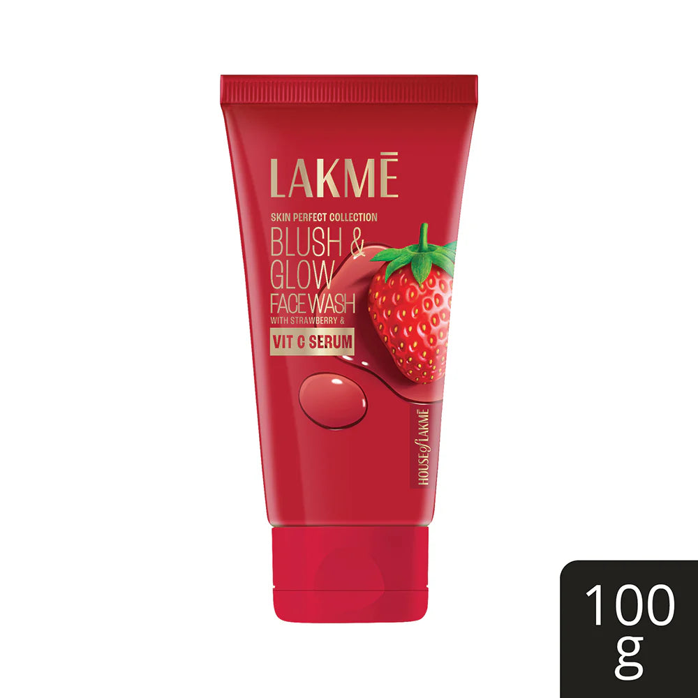 Lakme Blush & Glow Hydrating Strawberry Facewash, with Vitamin C Serum 100g