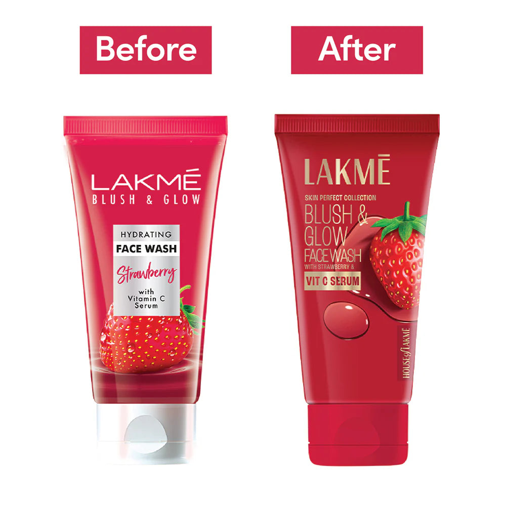 Lakme Blush & Glow Hydrating Strawberry Facewash, with Vitamin C Serum 100g