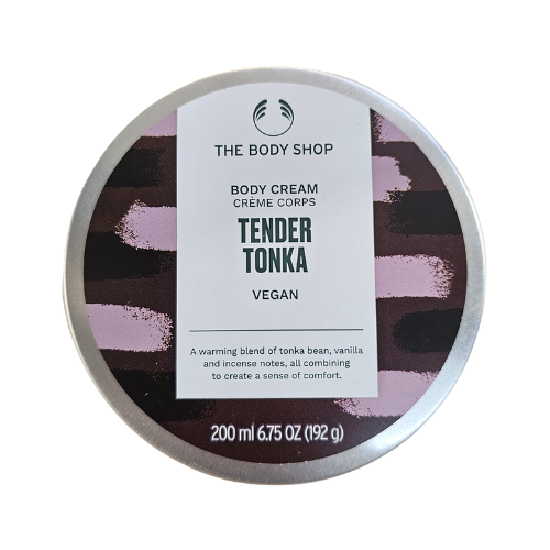 The Body Shop Tender Tonka body butter, 200 ml round tin; vegan label