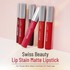 Swiss Beauty Lip Stain Matte Lipstick Shade No. 01 Russian Red
